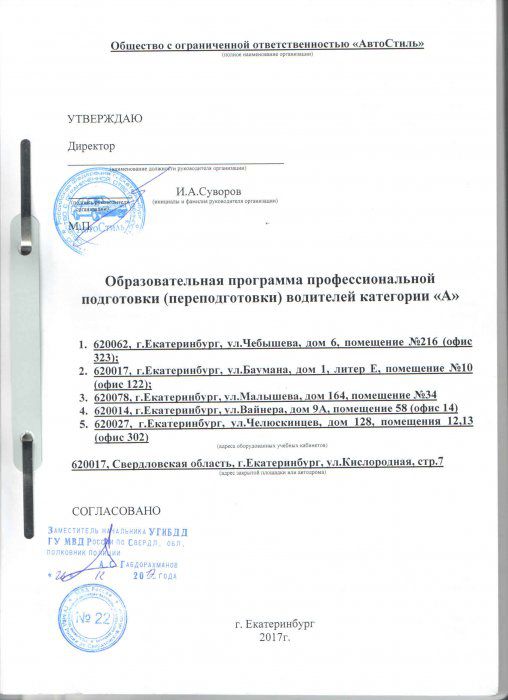 Программа категории А титул